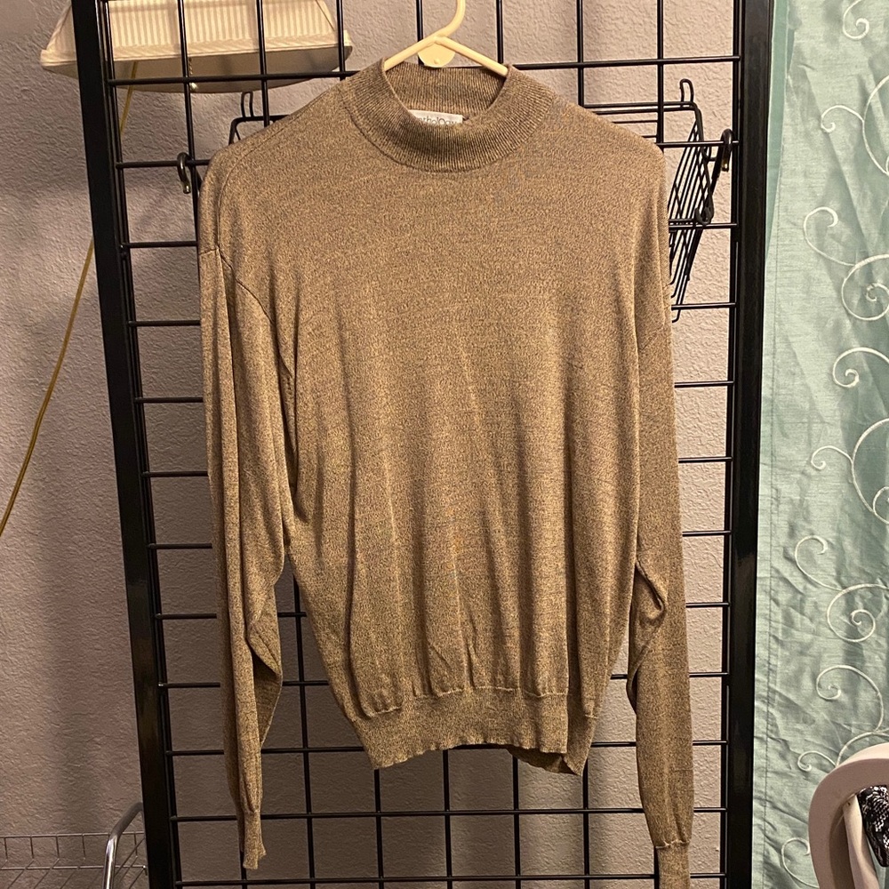 Anthology Men's Elegant Gold/Brown 100% Silk Sweater